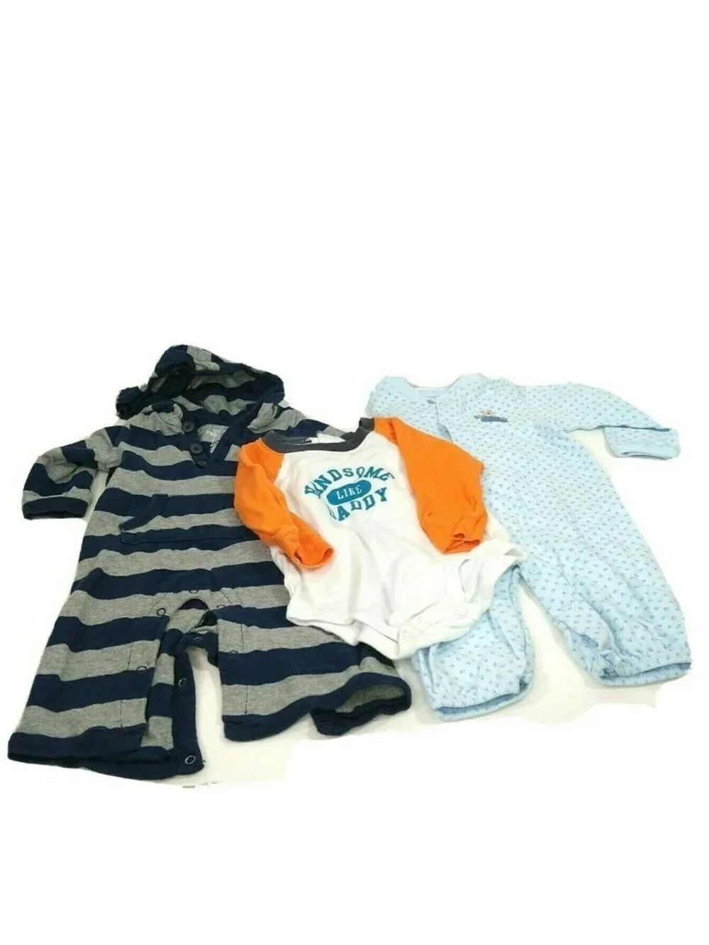 Set of 3 Carters Old Navy One Piece Bodysuits Pajamas Boys Size 6 Months